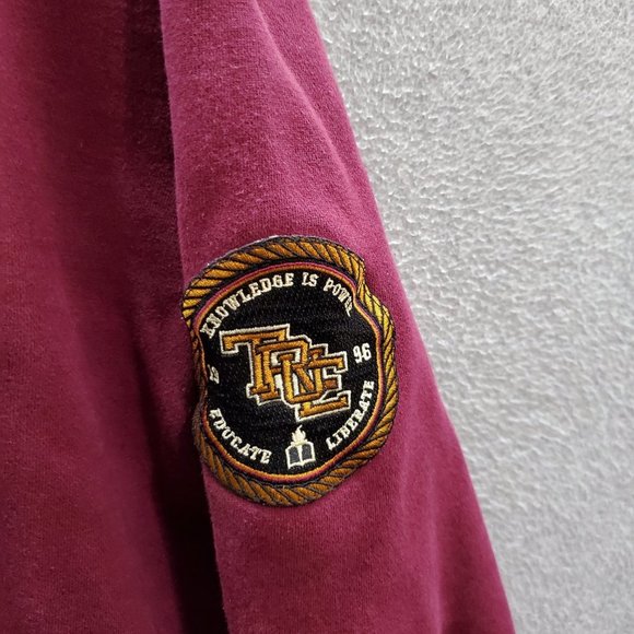 True Interlocked Men Sweatshirt Medium Red Hoodie Logo Embroidered Pockets - Picture 4 of 8